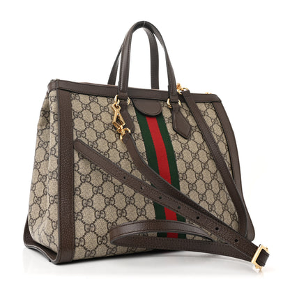 Gucci GG Supreme Monogram Web Medium Ophidia Tote Bag Brown 3 of 10