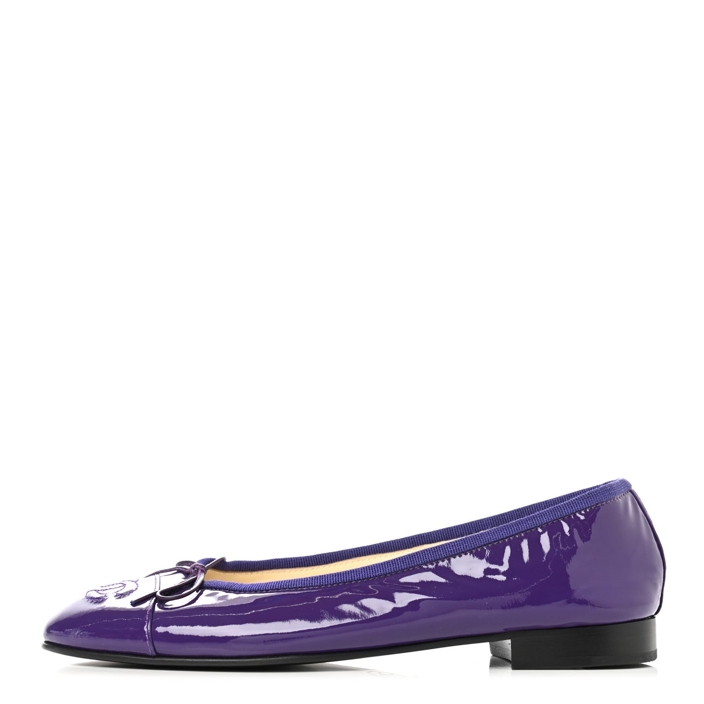 Patent Calfskin CC Cap Toe Ballerina Flats 36.5 Purple