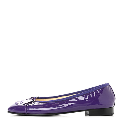Chanel Patent Calfskin CC Cap Toe Ballerina Flats 36.5 Purple 1 of 11