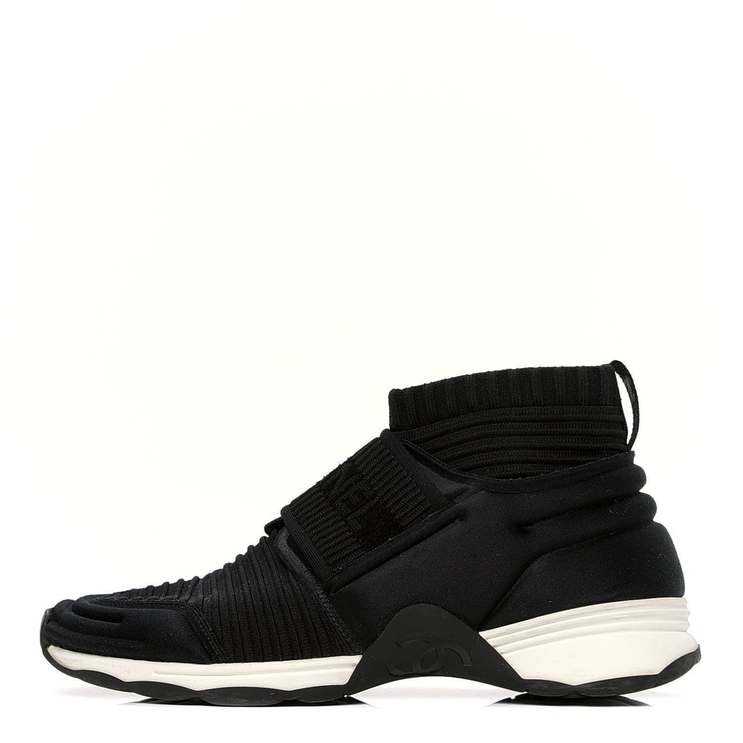 Chanel Stretch Fabric CC Sneakers 35.5 Black 1 of 6