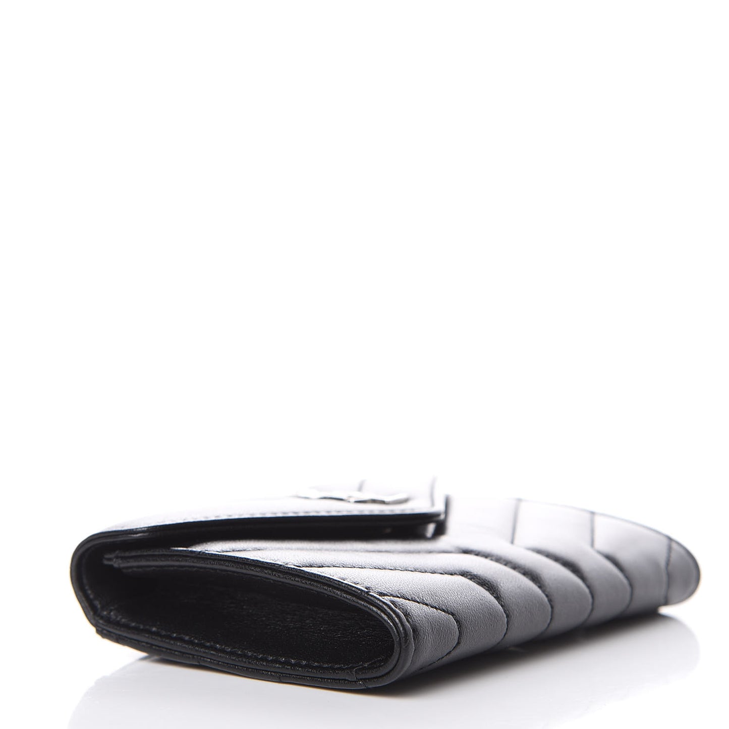 Lambskin Y Quilted Monogram Small Loulou Envelope Wallet Black