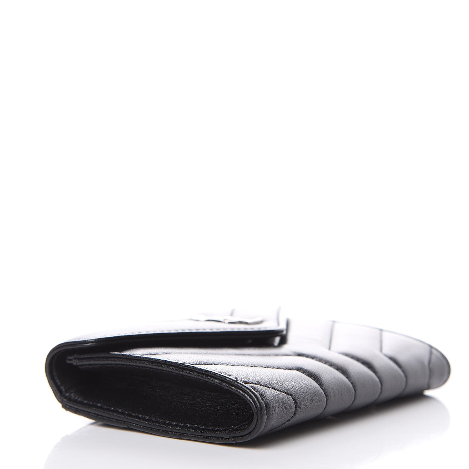 Saint Laurent Lambskin Y Quilted Monogram Small Loulou Envelope Wallet Black 4 of 8