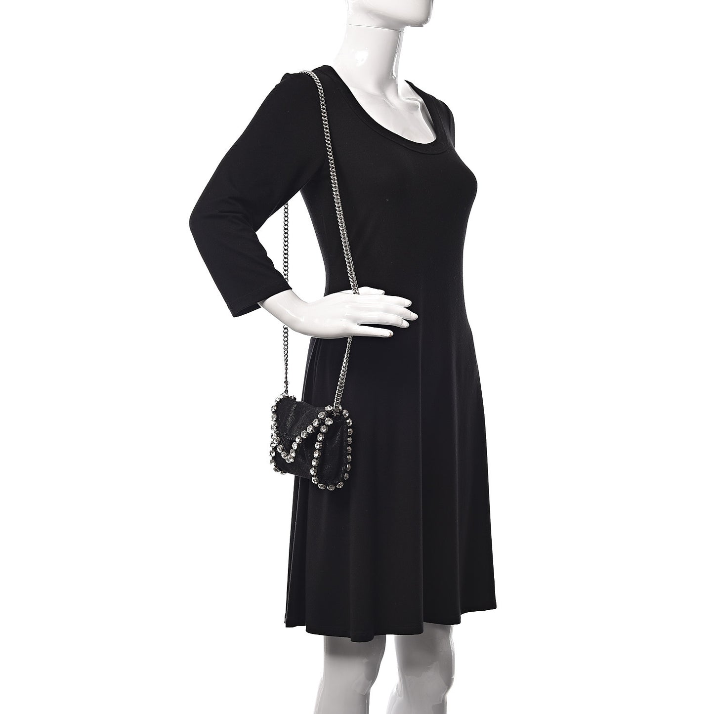Shaggy Deer Tiny Fold Over Falabella Crystal Crossbody Black