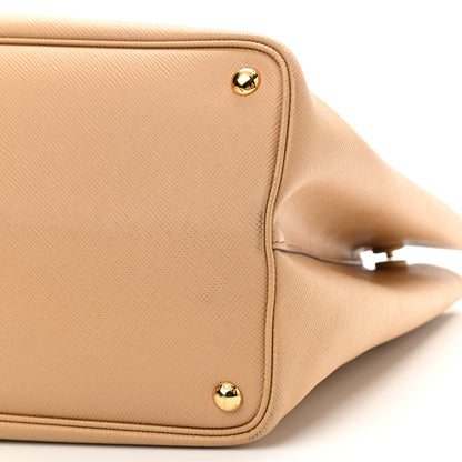 Prada Saffiano Cuir Medium Double Bag Noisette Papaya 8 of 12