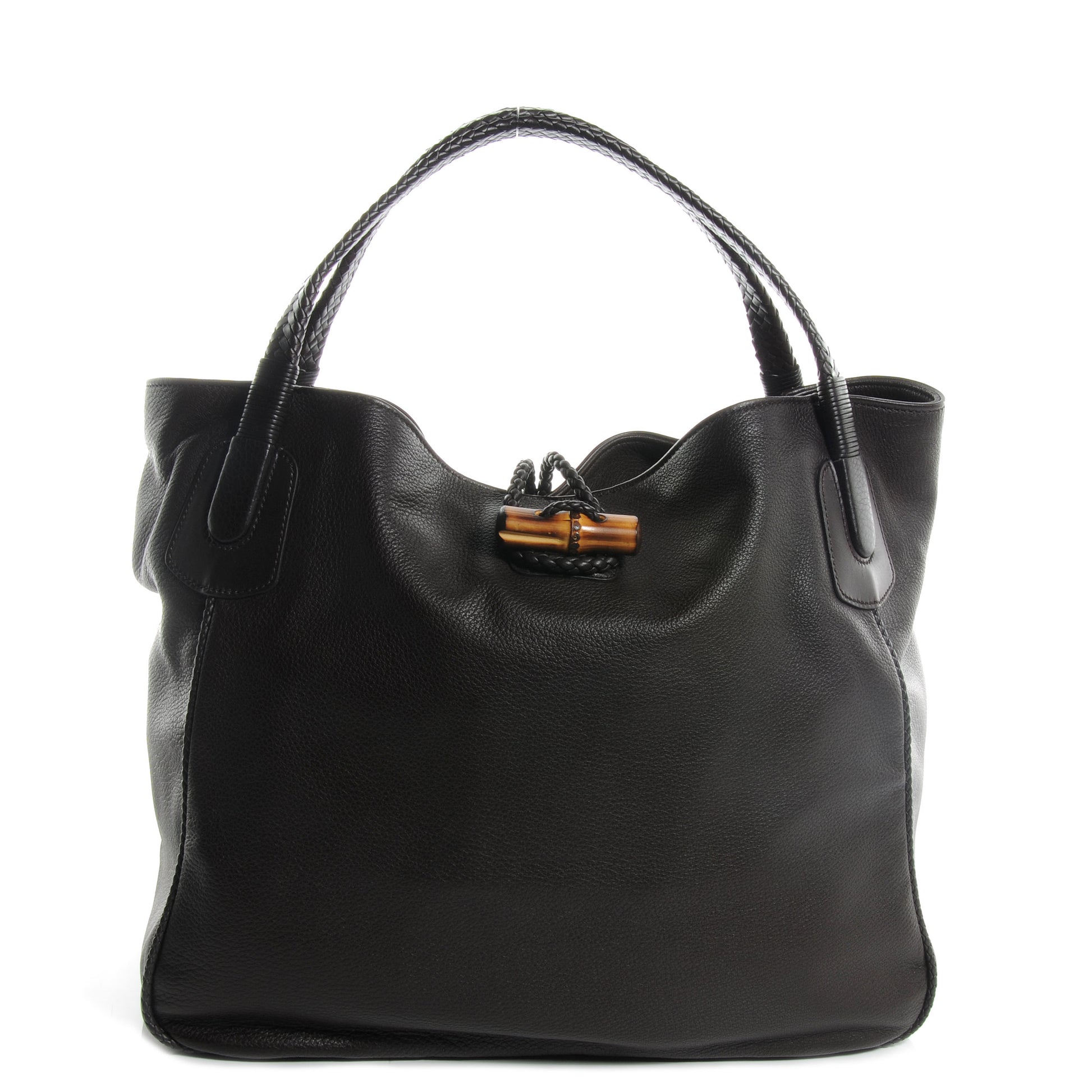 Gucci Deerskin Large Hip Bamboo Shoulder Bag Dark Cocoa 1 of 8