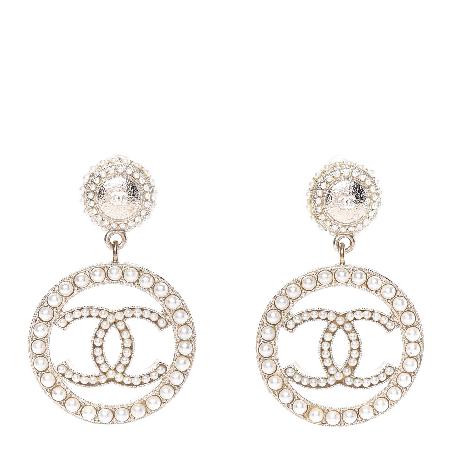 Pearl CC Drop Earrings Light Gold