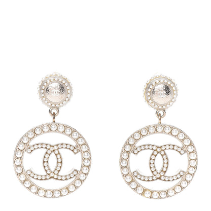 Chanel Pearl CC Drop Earrings Light Gold 1 of 5