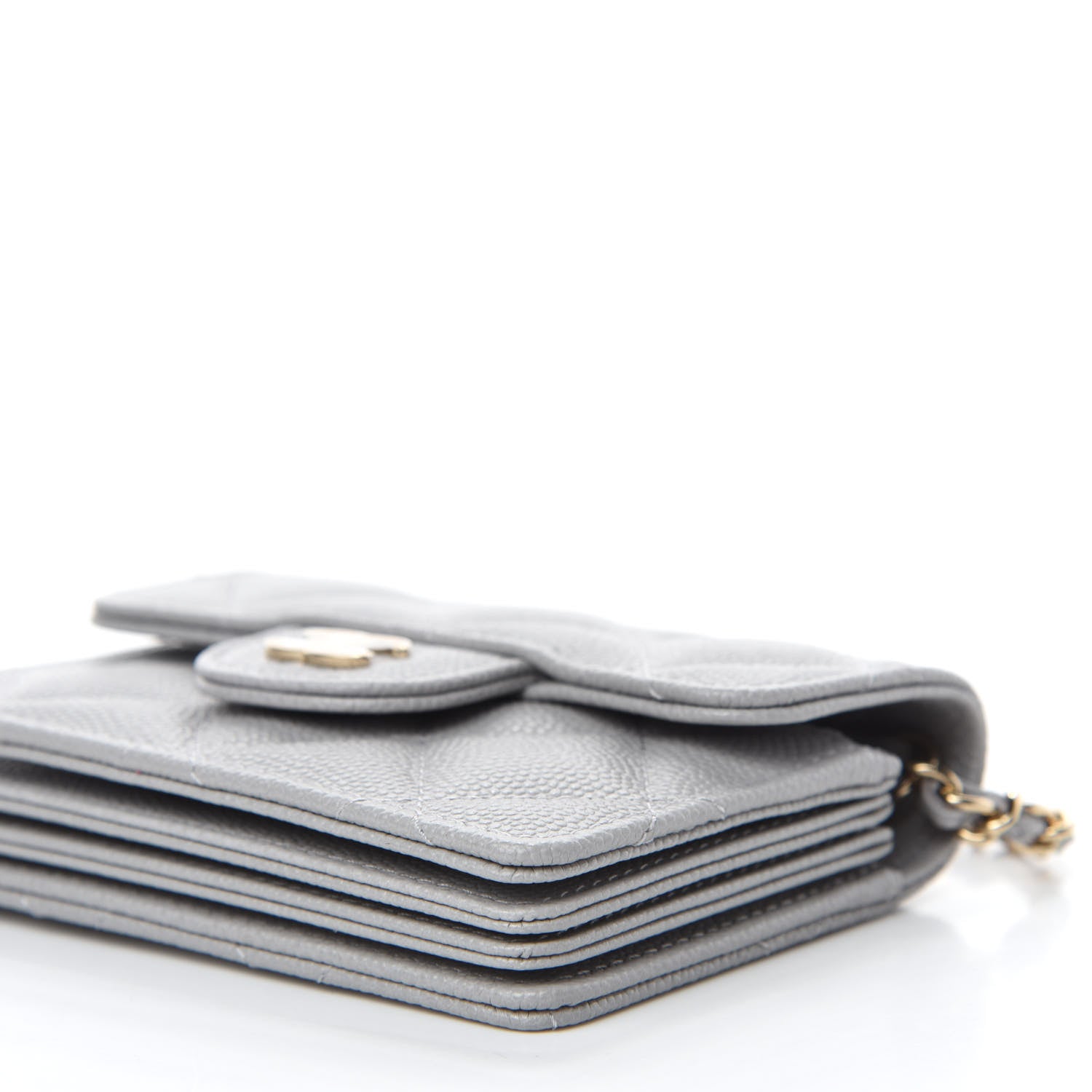 Chanel Caviar Quilted Flap Card Holder On Chain Grey 7 of 12