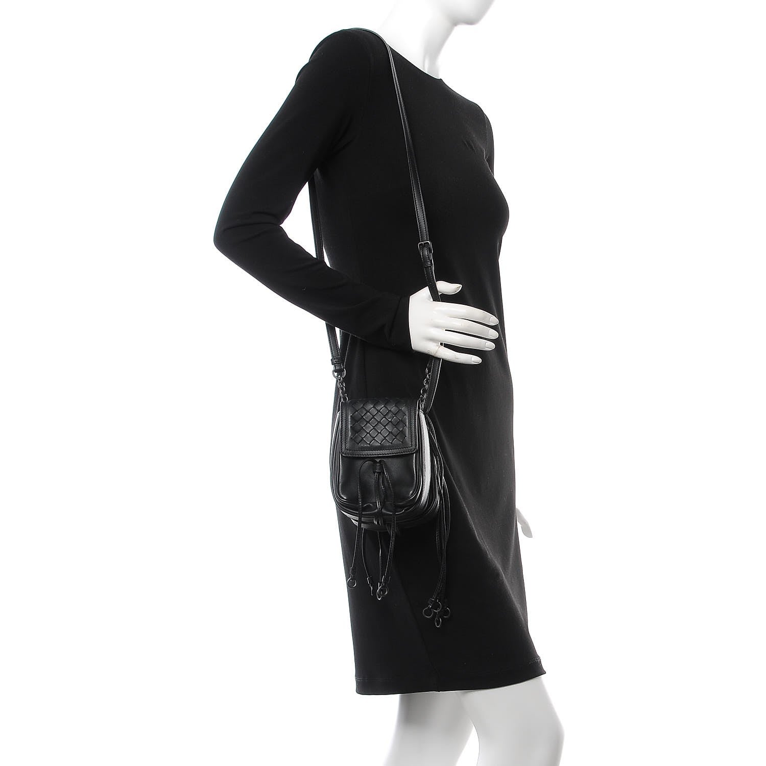 Bottega Veneta Nappa Intrecciato Two Micro Shoulder Bag Black 2 of 9