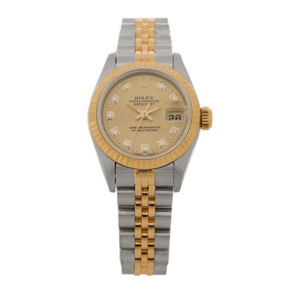 Rolex Stainless Steel 18K Yellow Gold Diamond 26mm Oyster Perpetual Datejust Watch Champagne 69173 2 of 8