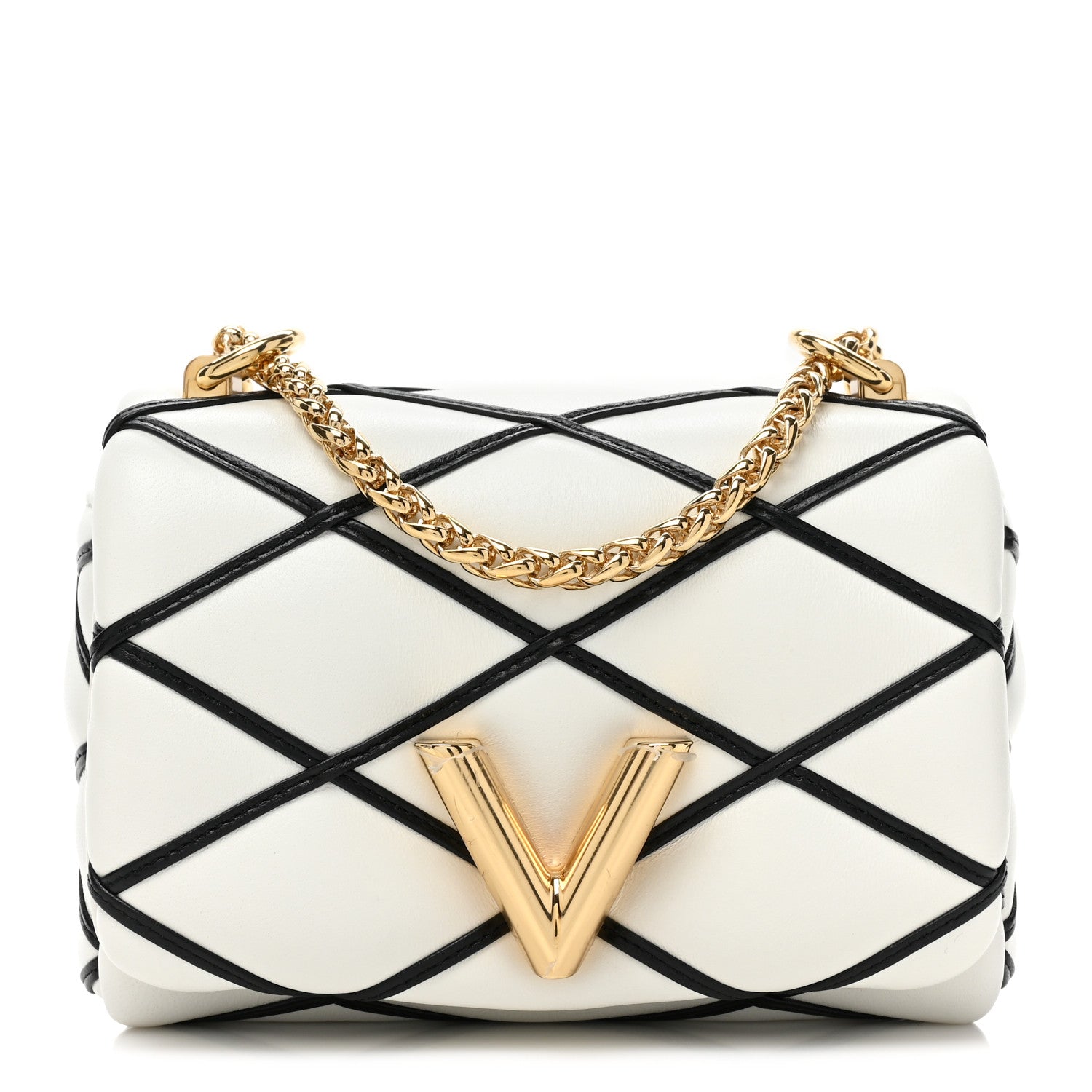 Louis Vuitton Lambskin Malletage Pico GO-14 White Black 1 of 8