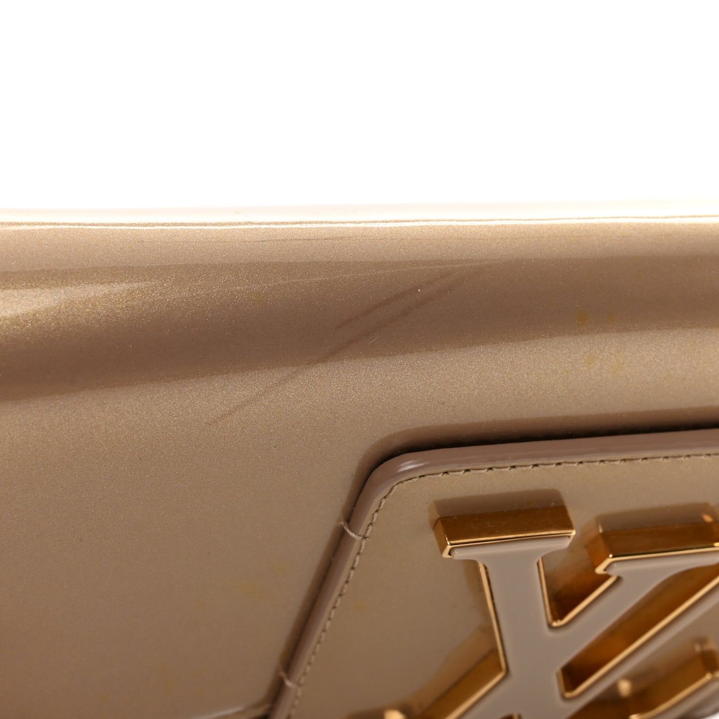 Patent Sobe Clutch Beige Poudre
