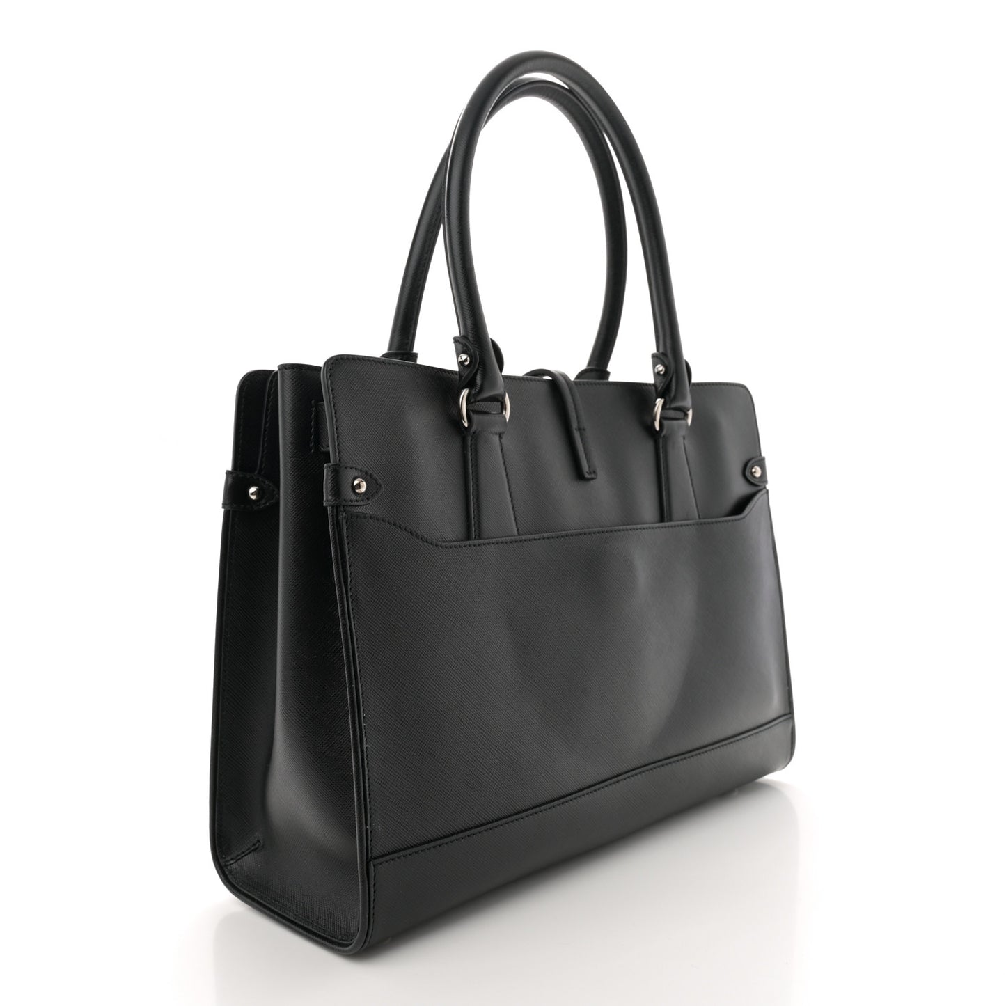 Printed Calfskin Briana Tote Black