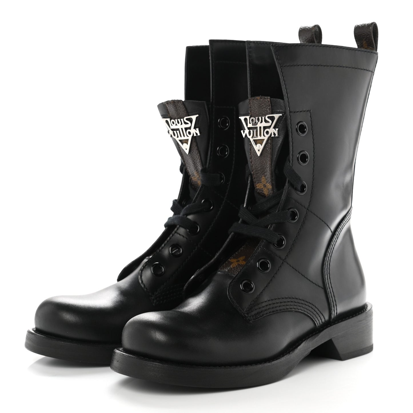 Calfskin Monogram Metropolis Flat Ranger Boots 36 Black