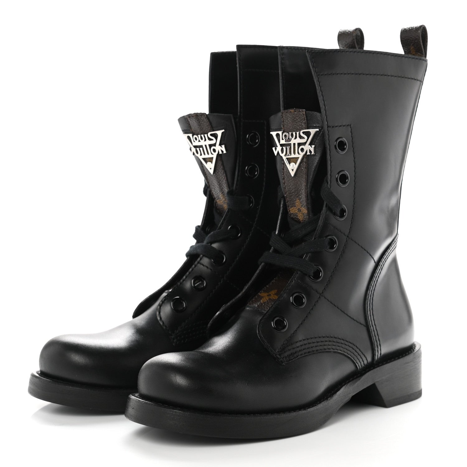 Louis Vuitton Calfskin Monogram Metropolis Flat Ranger Boots 36 Black 3 of 7