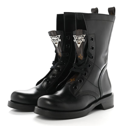 Louis Vuitton Calfskin Monogram Metropolis Flat Ranger Boots 36 Black 3 of 7
