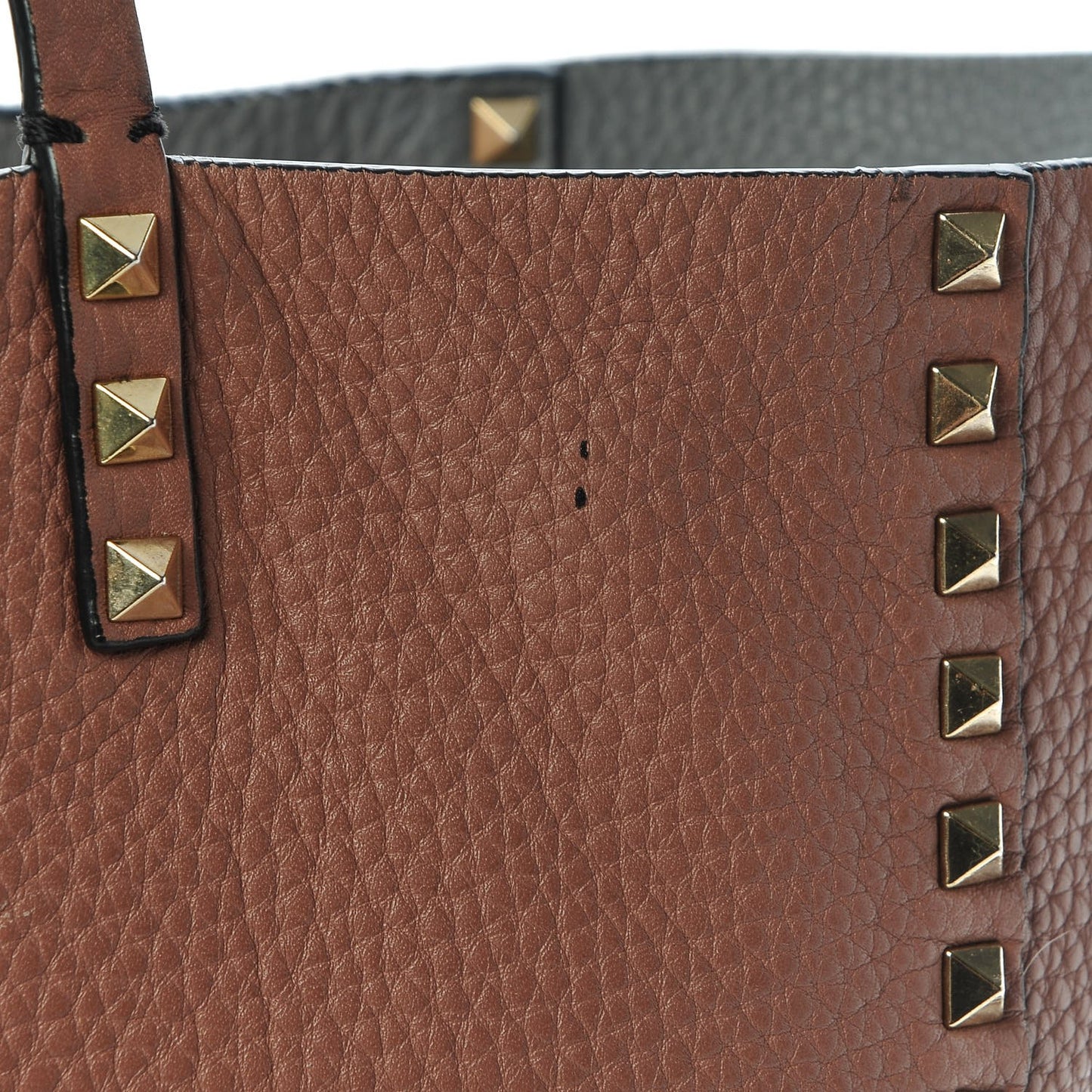 Grained Calfskin Medium Rockstud Reversible Tote Dark Rose Grey