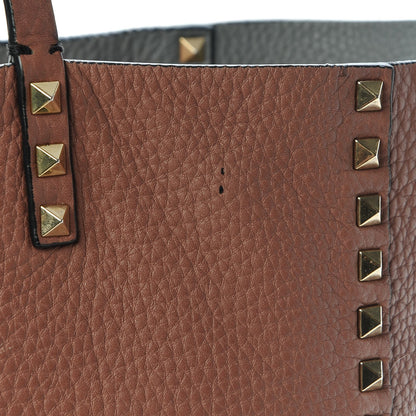 Valentino Garavani Grained Calfskin Medium Rockstud Reversible Tote Dark Rose Grey 16 of 16