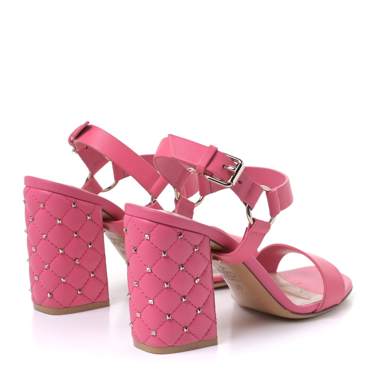 Valentino Garavani Calfskin Nappa Rockstud Spike 90mm Ankle Strap Sandals 35 Shadow Pink 3 of 10