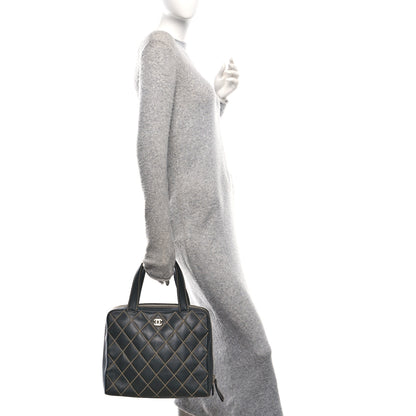 Chanel Calfskin Wild Stitch Vertical Top Handle Bag Black 2 of 12