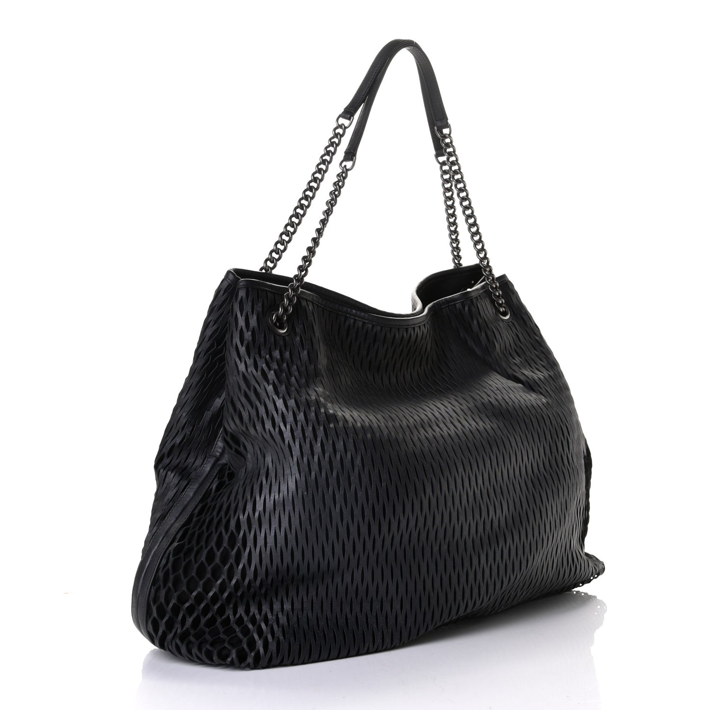 Calfskin Laser Cut Perforated CC Tote Black
