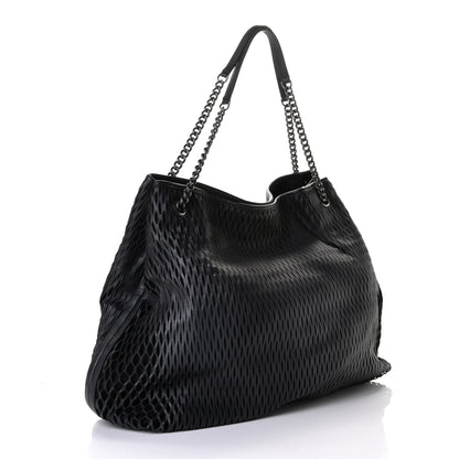 Chanel Calfskin Laser Cut Perforated CC Tote Black 2 of 6