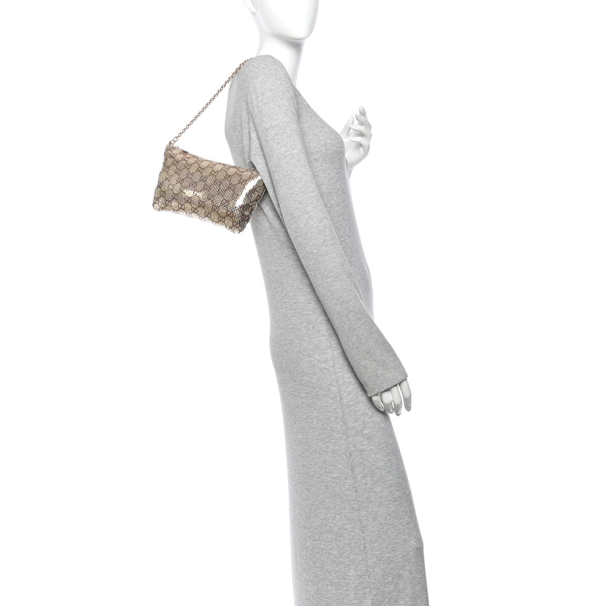 Metallic Mesh GG Evening Bag Gold Brown