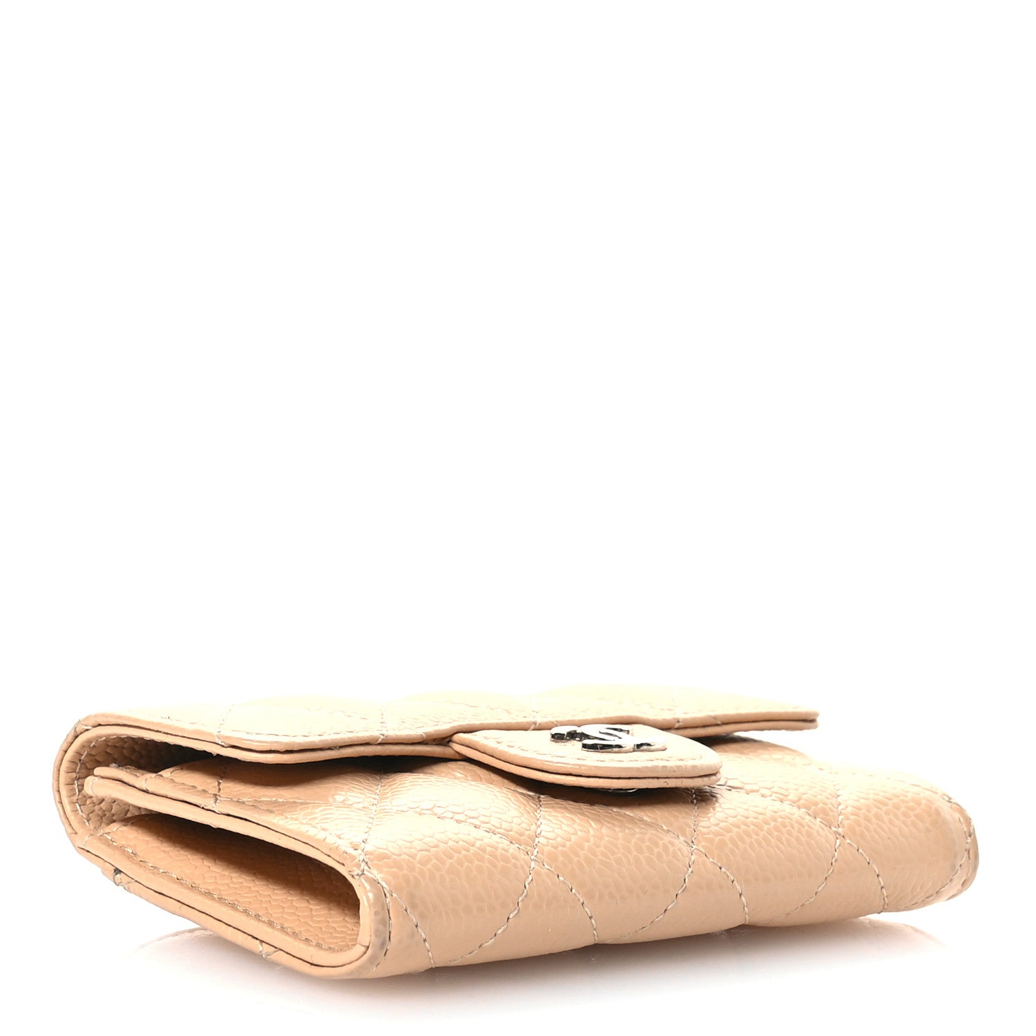 Chanel Caviar Quilted Flap Card Holder Wallet Beige 4 of 9