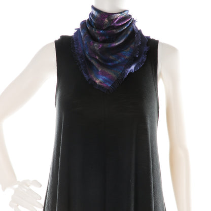 Louis Vuitton Silk Wool Monogram Plume Shawl Blue Nuit 3 of 5