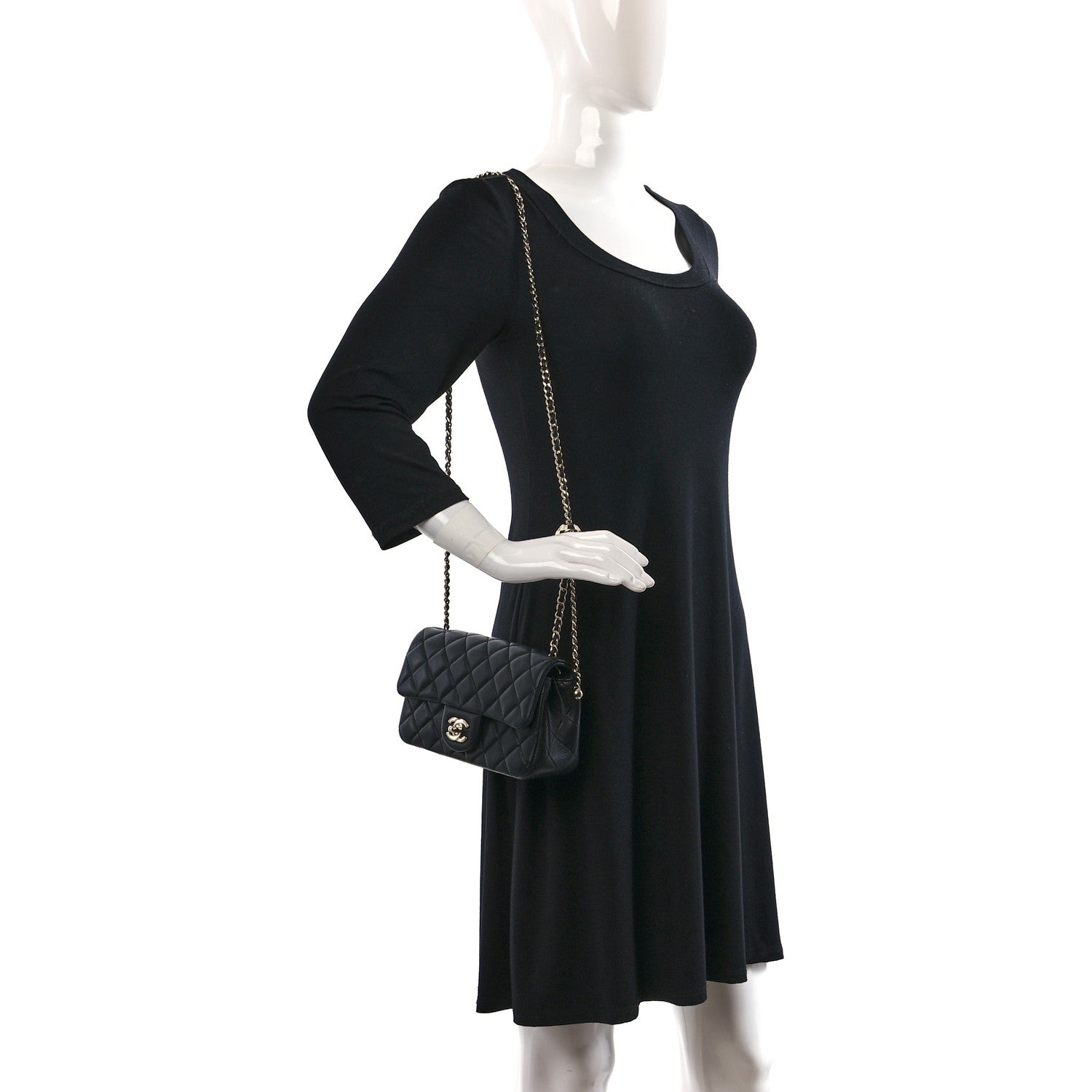 Chanel Lambskin Quilted Enamel Mini Rectangular Pearl Crush Flap Black 2 of 9