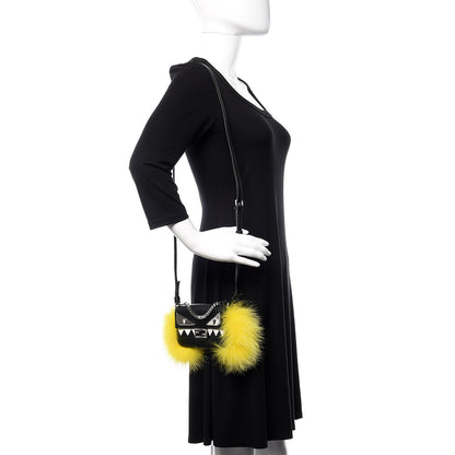 Fendi Nappa Fox Fur Monster Micro Baguette Black 2 of 7