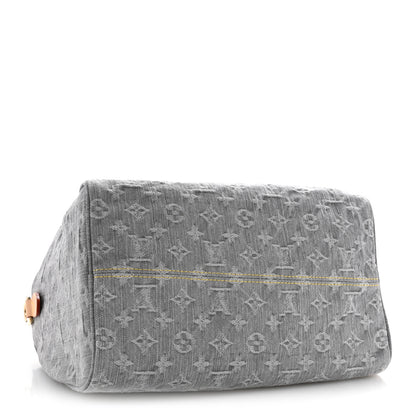 Louis Vuitton Monogram Denim Speedy Soft 30 Washed Gray 4 of 11
