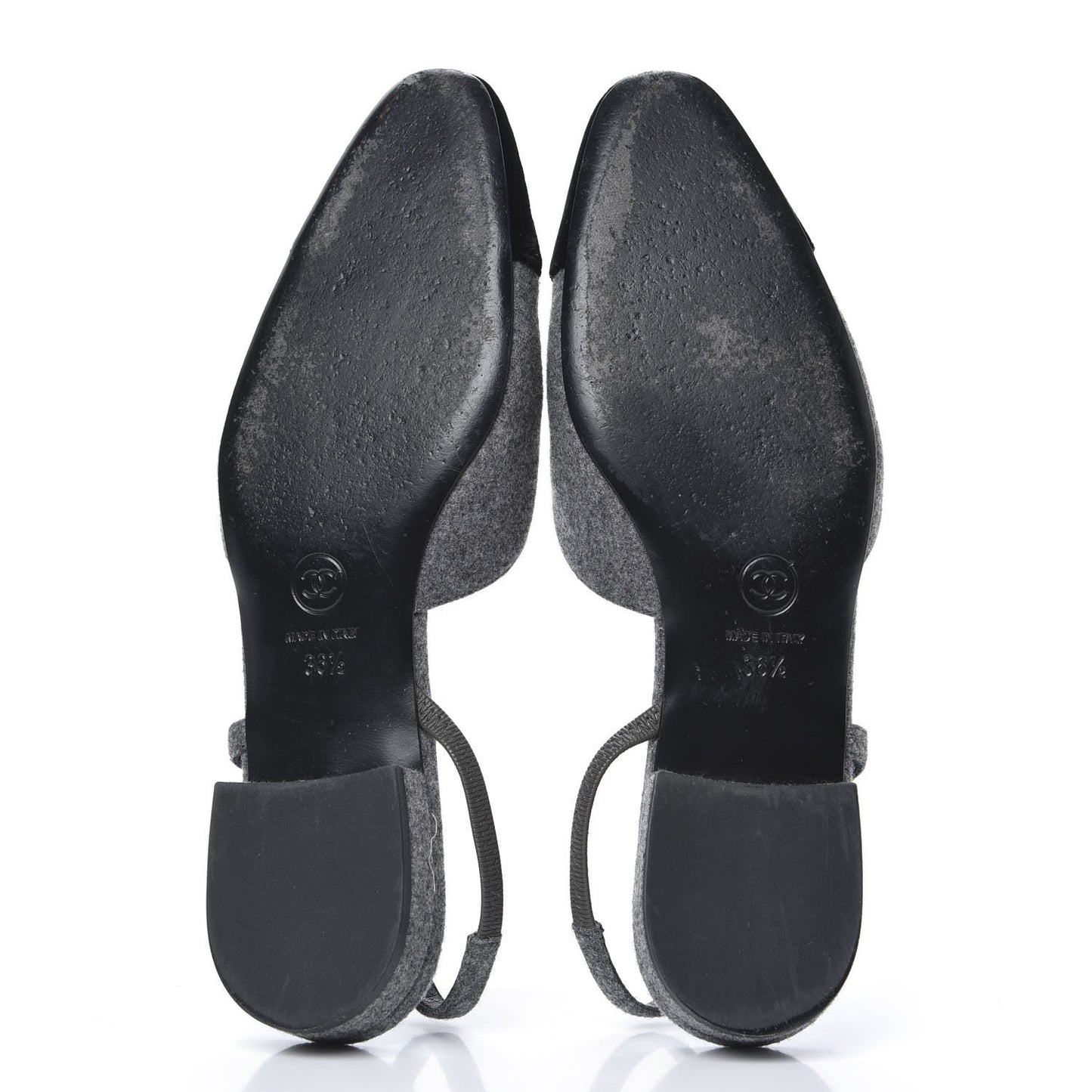 Wool Velvet Cap Toe CC Slingback Pumps 36.5 Black Grey