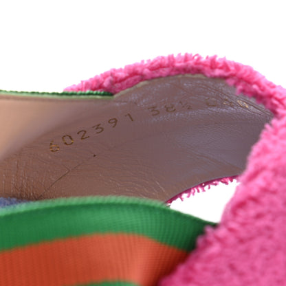 Gucci Terry Cloth Web Espadrille Platform Slingback Sandals 38.5 Lovely Multicolor 9 of 10