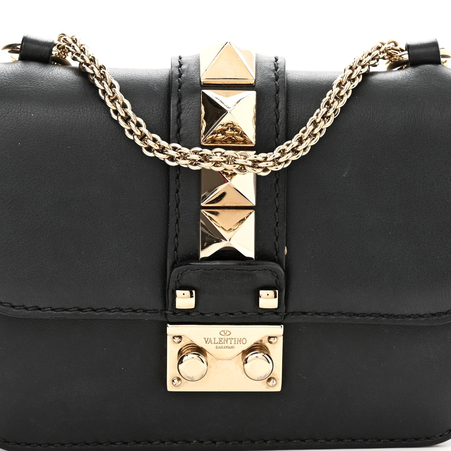 Valentino Garavani Vitello Mini Glam Lock Rockstud Flap Black 7 of 9