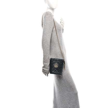 Gucci Calfskin Matelasse Mini GG Marmont 2.0 Bucket Bag Black 2 of 11