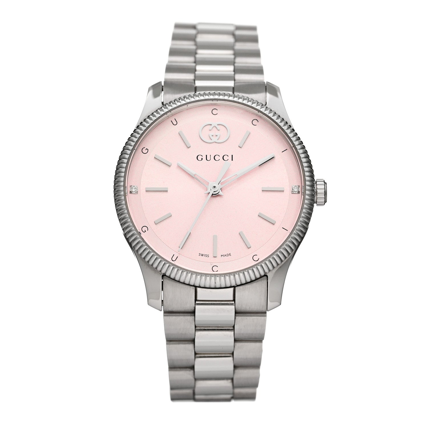 Gucci Stainless Steel Diamond 29mm G-Timeless Quartz Watch Pink 1 of 5