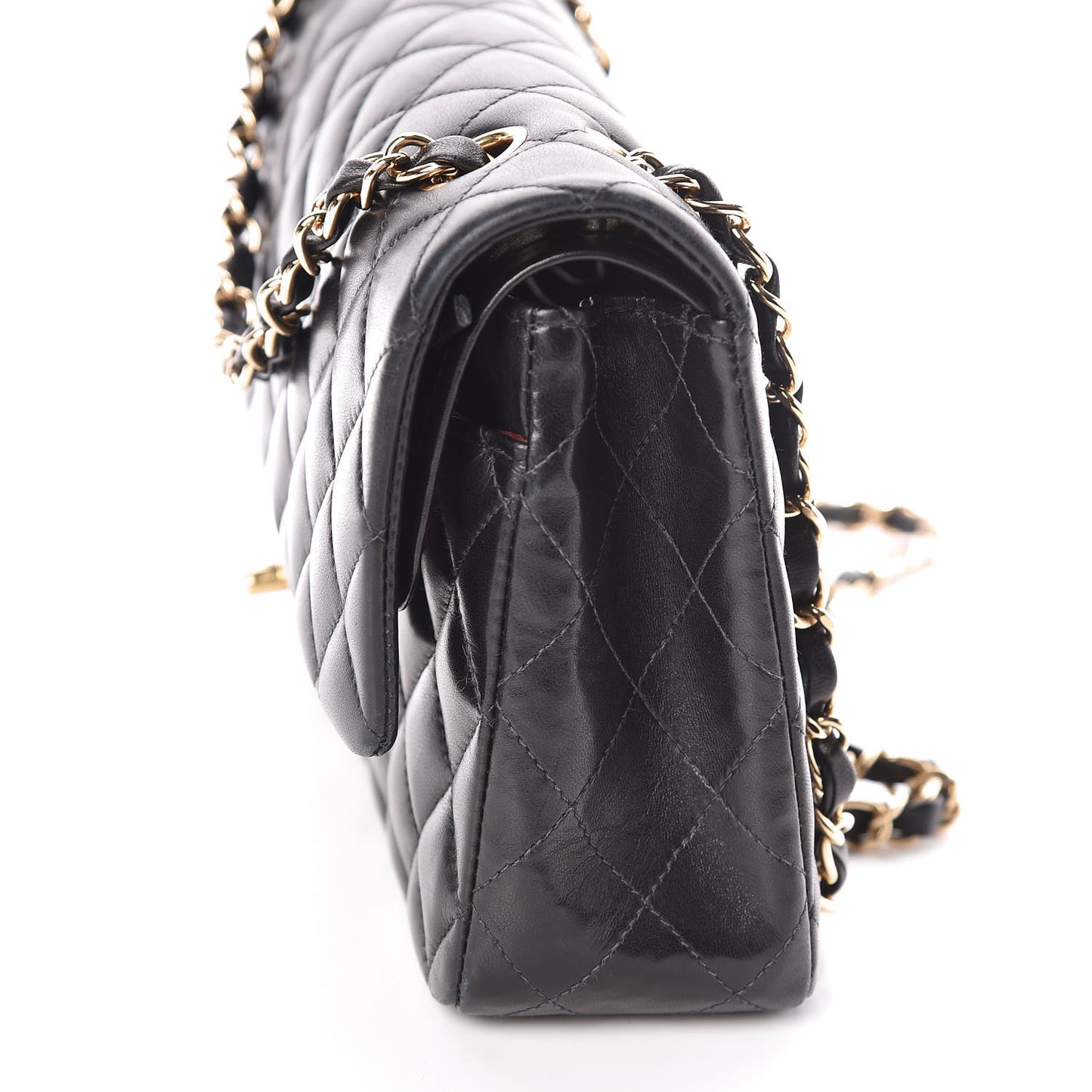 Lambskin Quilted Medium Double Flap Black