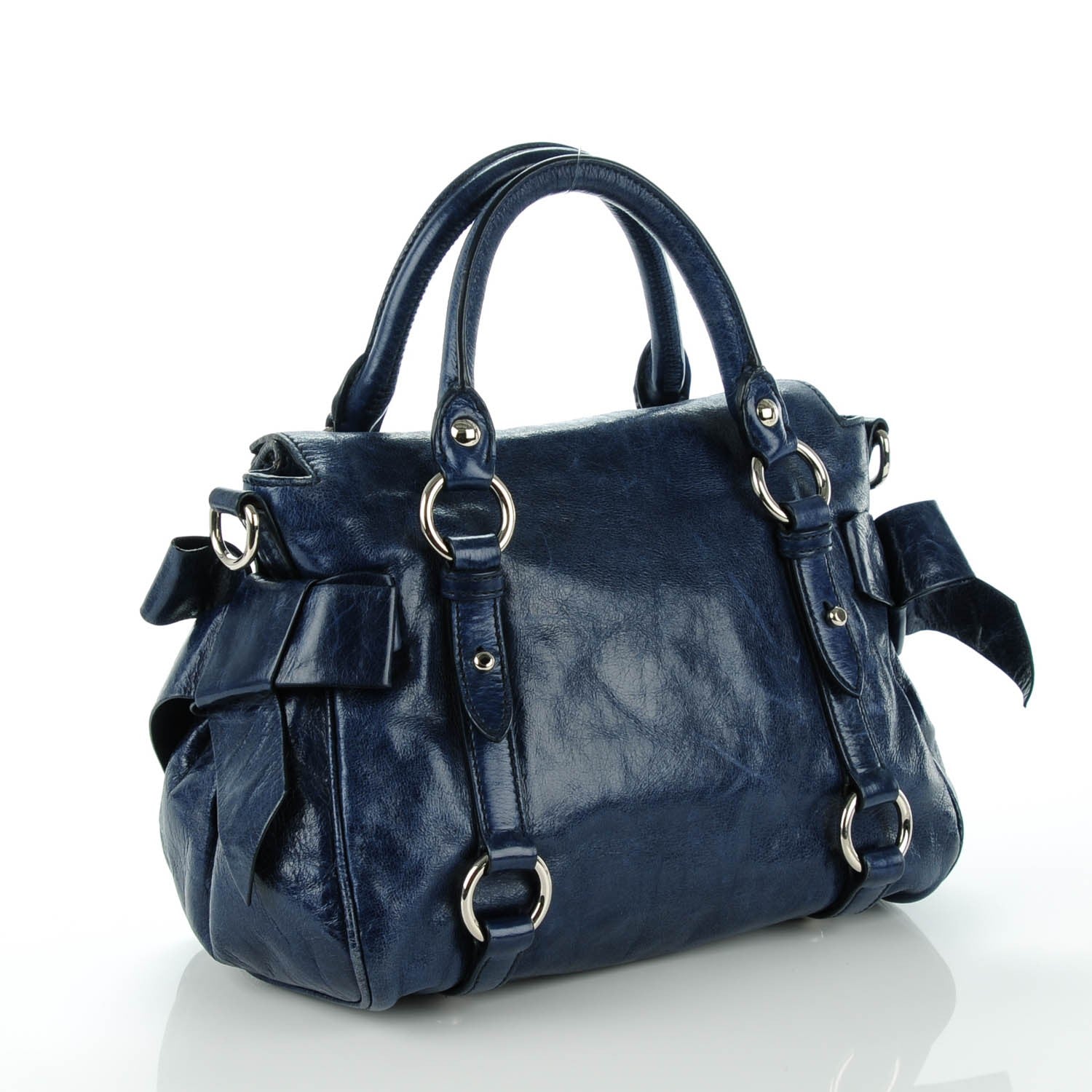 Miu Miu Vitello Lux Mini Bow Bag Bleuette 3 of 7