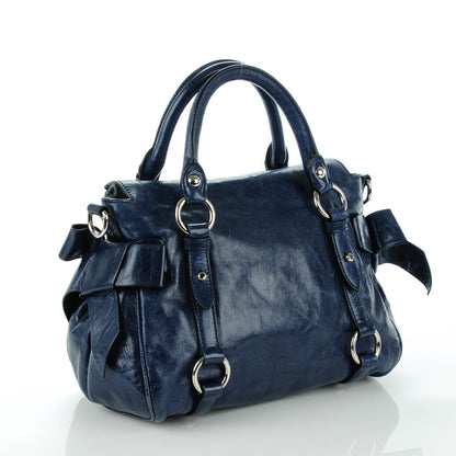 Miu Miu Vitello Lux Mini Bow Bag Bleuette 3 of 7