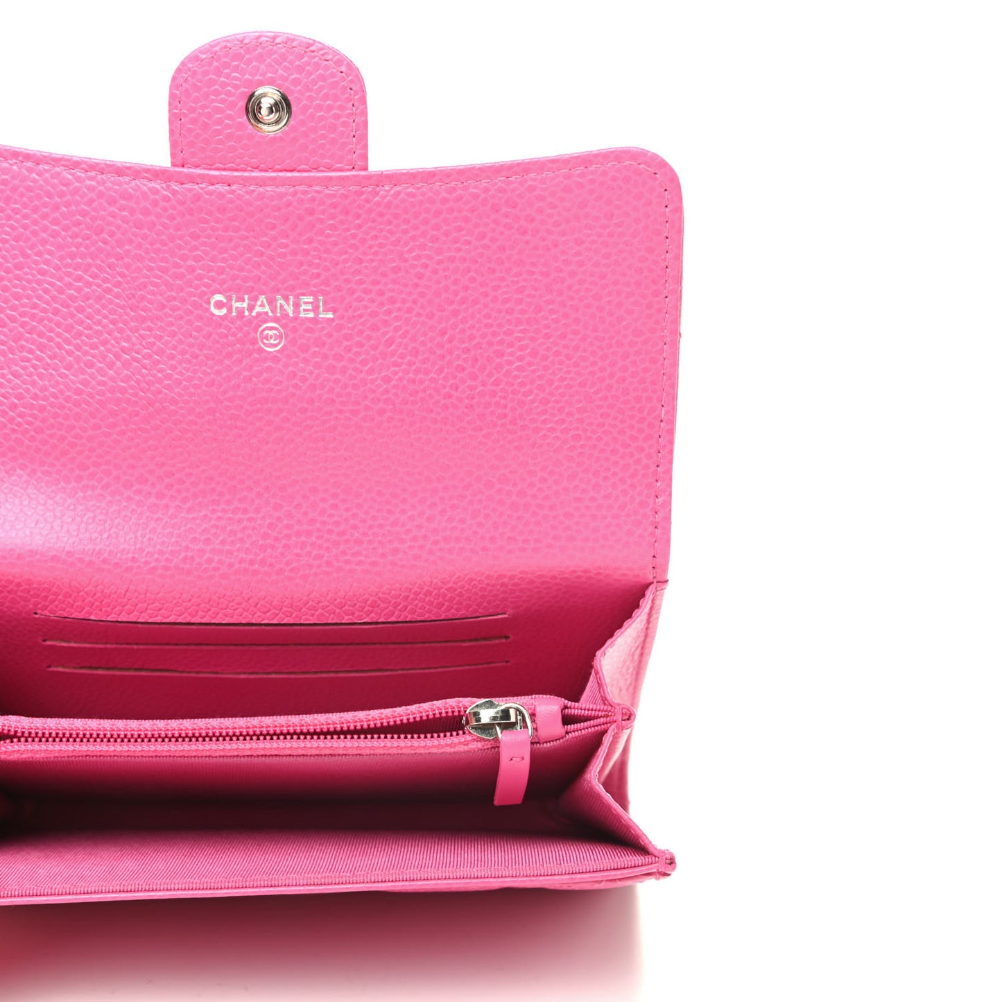 Caviar Quilted Small Flap Wallet Pink
