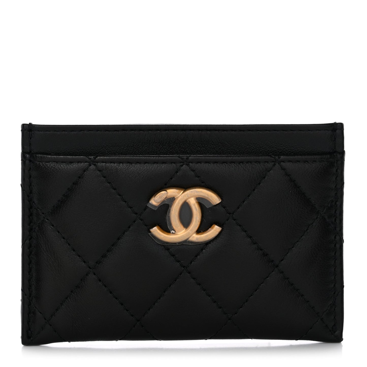 Caviar Quilted Textured CC Card Holder Black