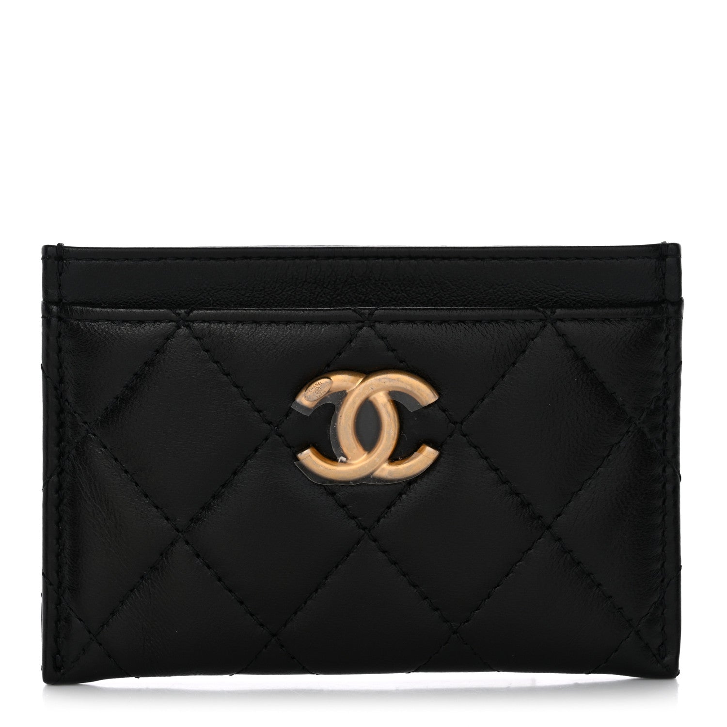 Chanel Caviar Quilted Textured CC Card Holder Black 1 of 9