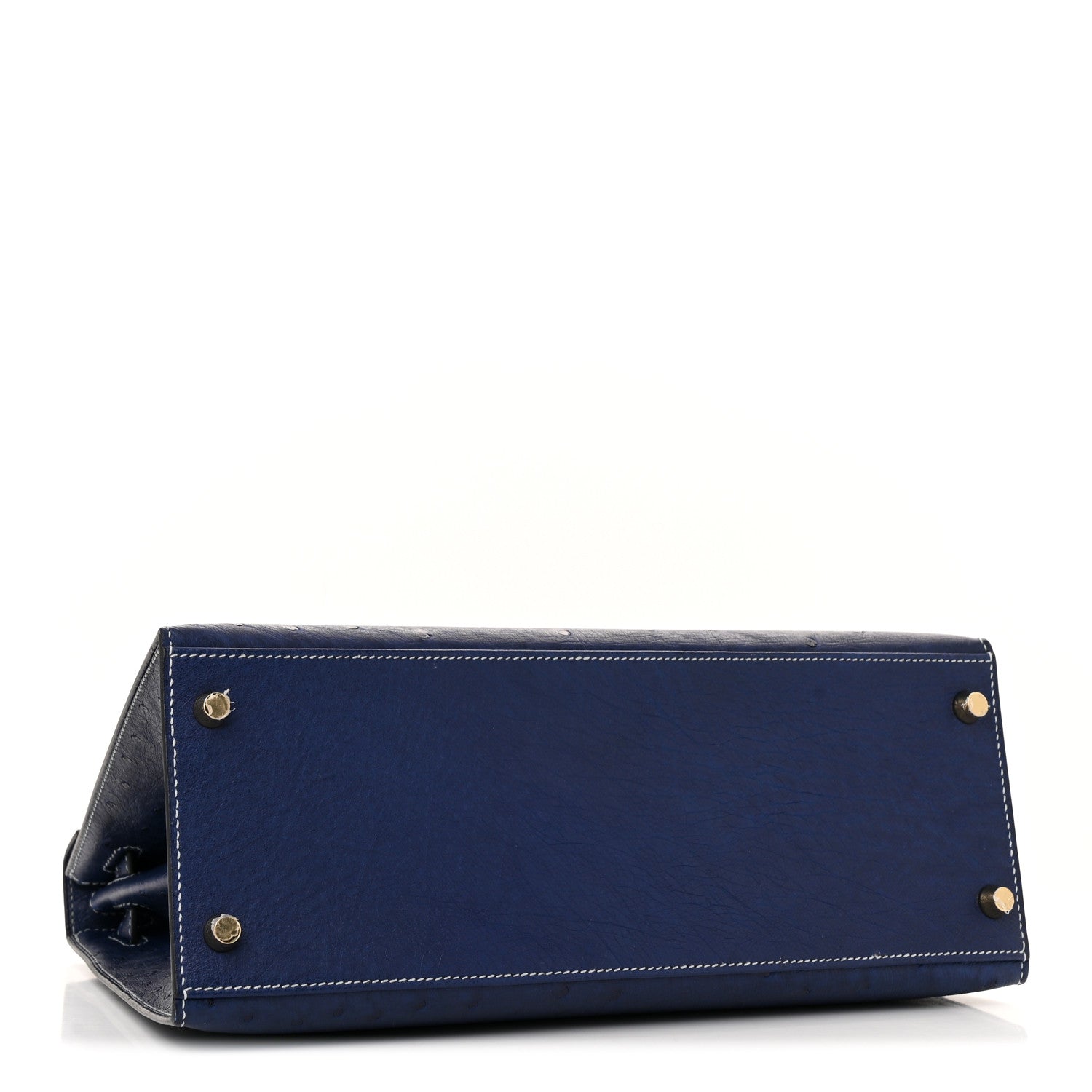 Hermes Ostrich Horseshoe Kelly Sellier 28 Bleu Iris 4 of 11