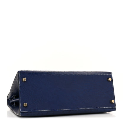Hermes Ostrich Horseshoe Kelly Sellier 28 Bleu Iris 4 of 11