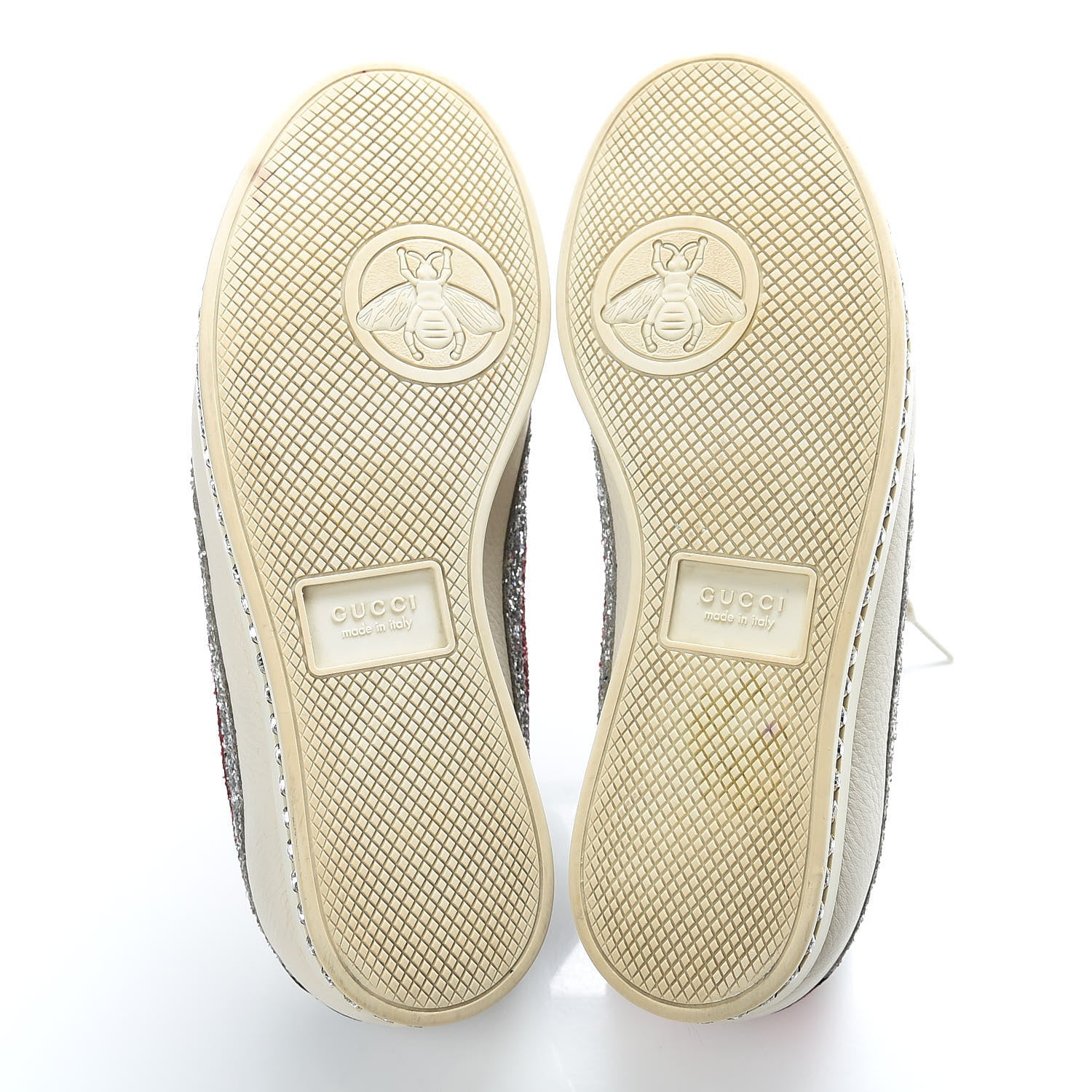 Gucci Calfskin Glitter Crystal Womens Sylvie Web Falacer Sneakers 36.5 White 7 of 18