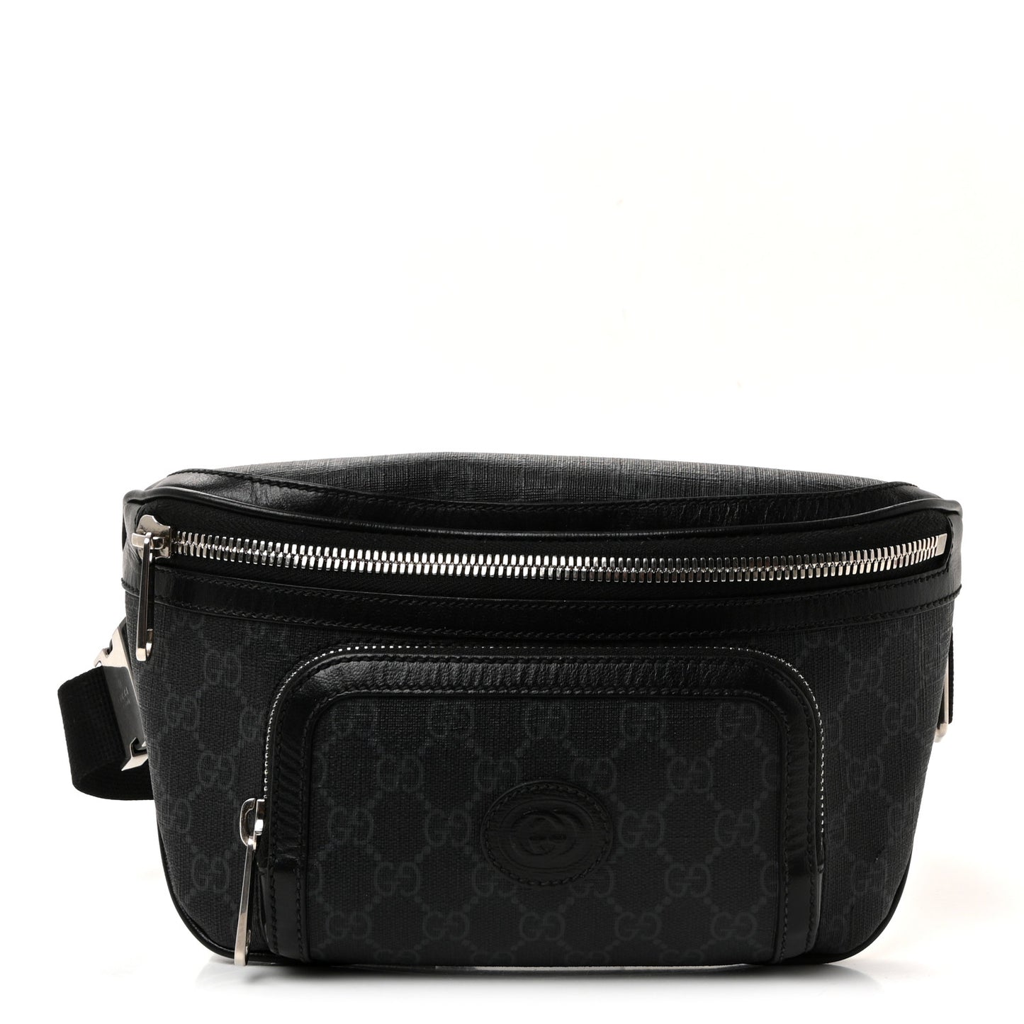 GG Supreme Monogram Textured Calfskin Retro Interlocking G Belt Bag Black