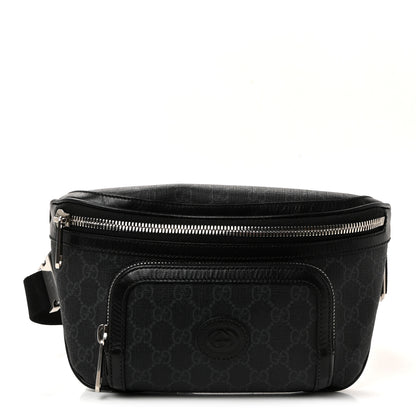 Gucci GG Supreme Monogram Textured Calfskin Retro Interlocking G Belt Bag Black 1 of 9