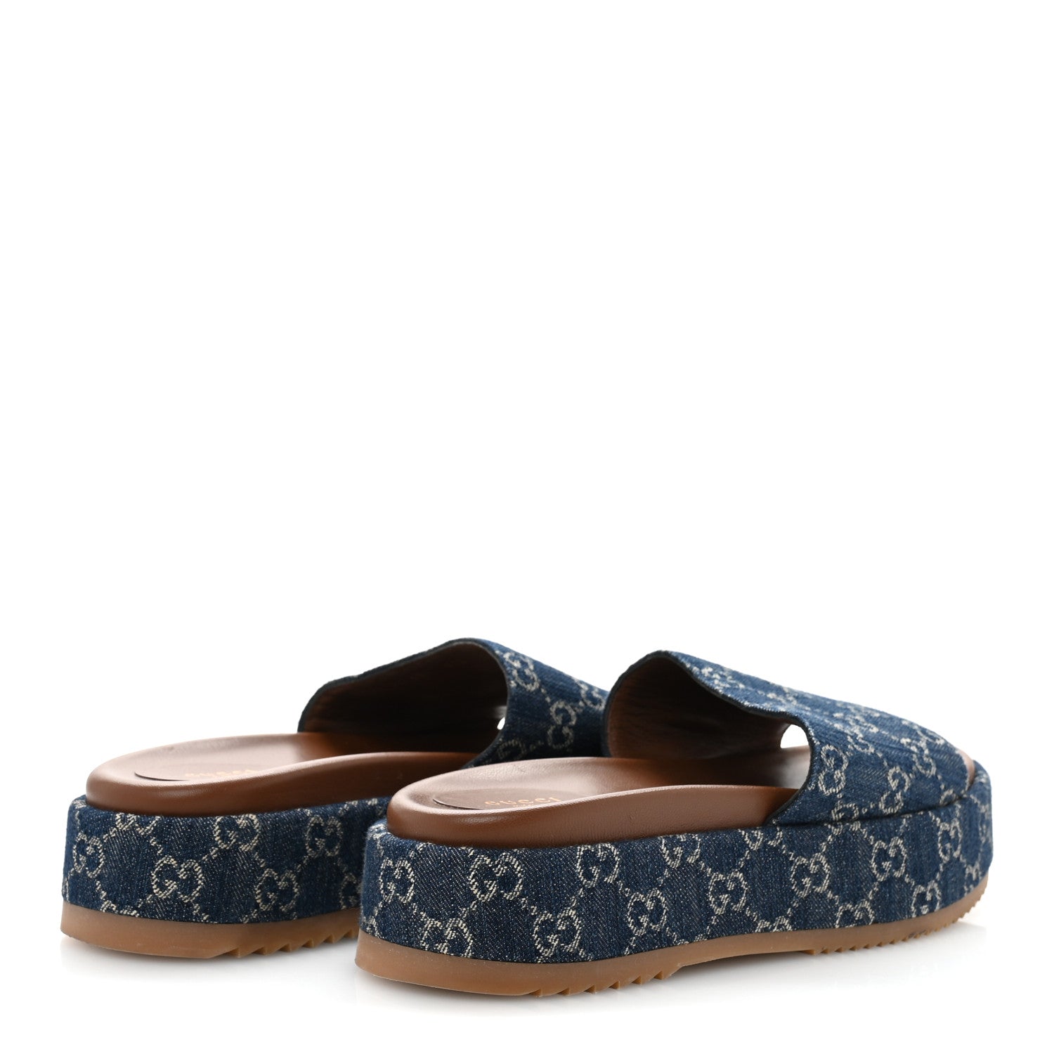 Gucci New Denim GG Monogram Angelina Platform 55mm Slide Sandals 41 Blue Tea 5 of 10