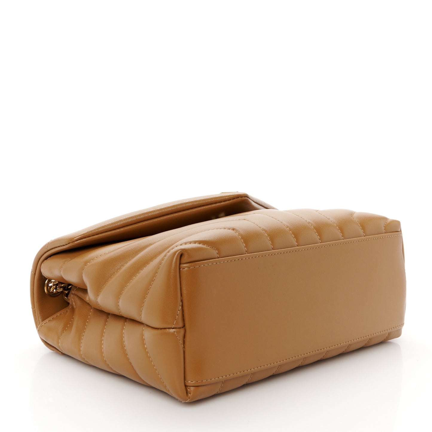 Calfskin Y Quilted Monogram Small Loulou Chain Satchel Dark Natural
